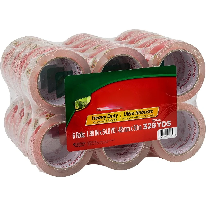 HD Clear Packing Tape Refills - 24 Rolls of Heavy Duty Shipping and Moving Packing Tape - Clear Strong Packaging Tape for Boxes