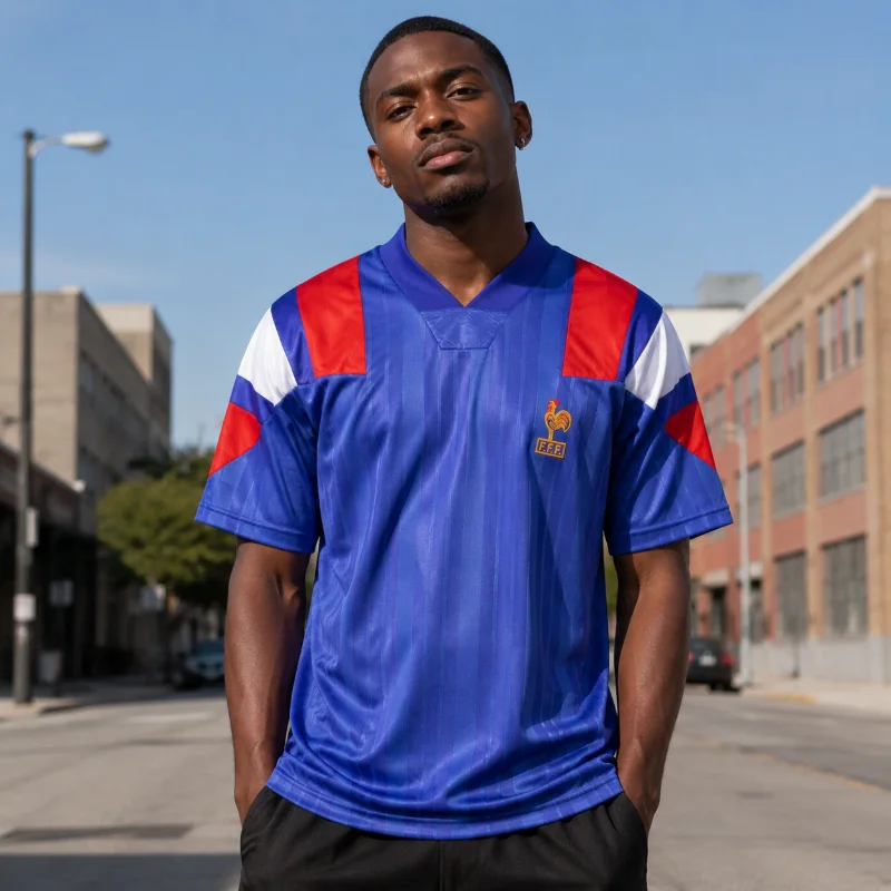 3D Printed Vintage French Style Football Jersey Quick-dry Breathable Short-sleeved Football Training Tshirt A Must-have for Fans