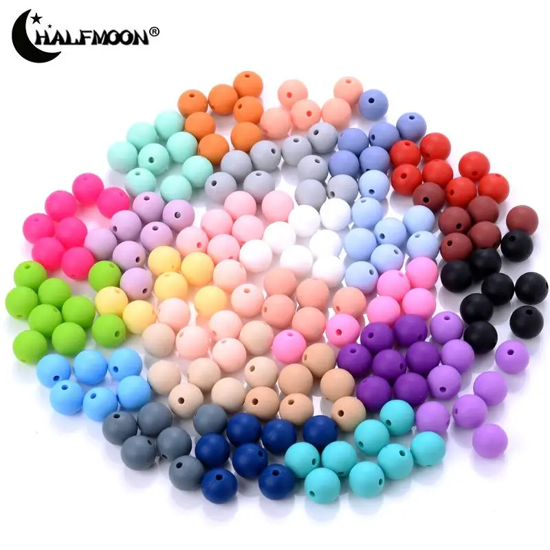 10/30/50Pcs 12mm Mixed Silicone Loose Baby Bead for Chewable Colorful Teething Pacifier Chain Bracelet BPA Free Silicone Beads