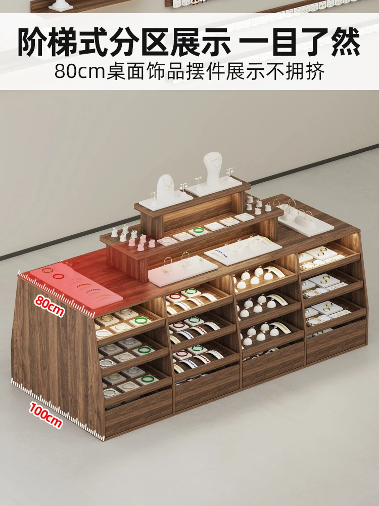 Double-sided jewelry store Nakajima cabinet jewelry display cabinet Nakajima clothing store booth water table placed