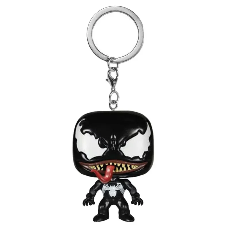 New Super Heroes Black Venoms Keychain Cartoon Comic Anime Figure Pendant Key Decoration Children Toys Fans Accessories Gifts