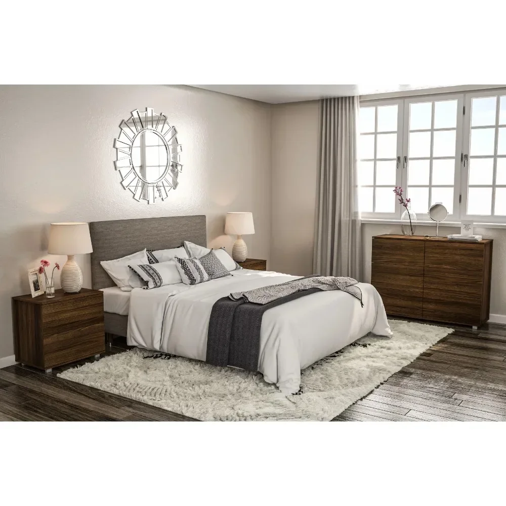 Madison-Modern Walnut Nightstand, 2 gavetas, Nightstand