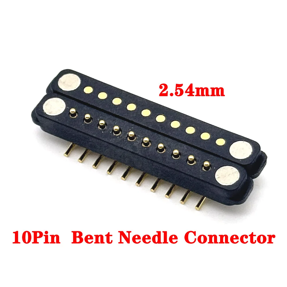 1Pair 1A DC Magnetic Pogo Pin Connector 10Pin Pogopin Male Female Spring Connector 36V Waterproof DC Power Socket Bent Needle