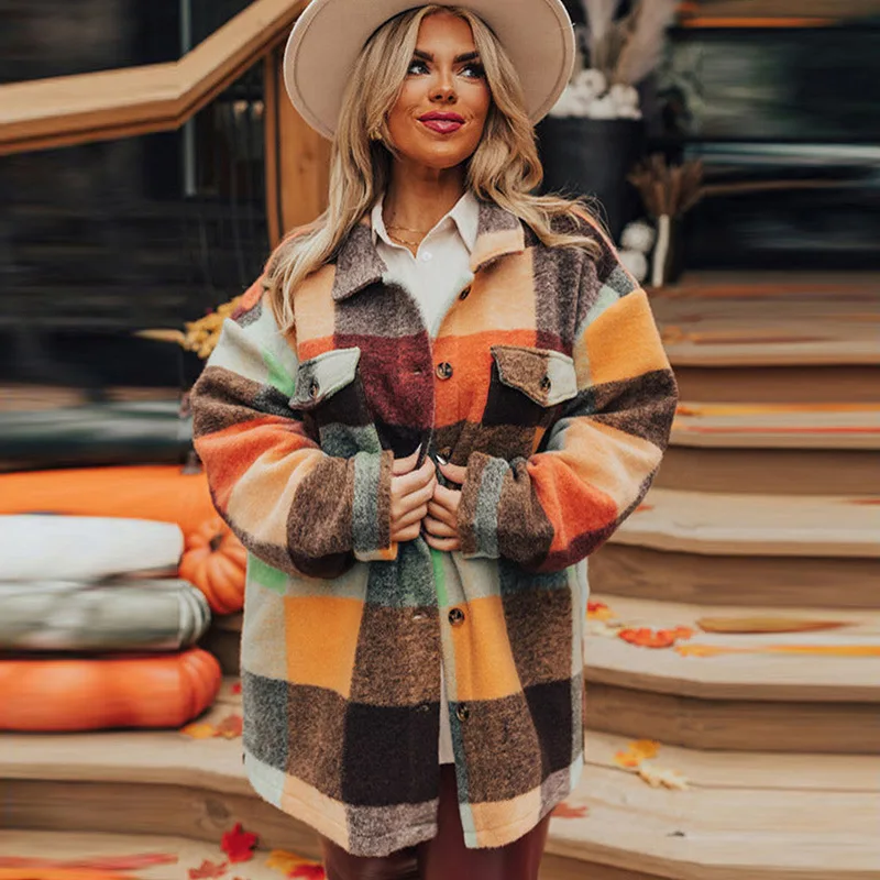 

2025 Autumn New Single-Breasted Multi-Button Long Sleeve Jacket for Women, European and American Fashion Versatile Color-Block W