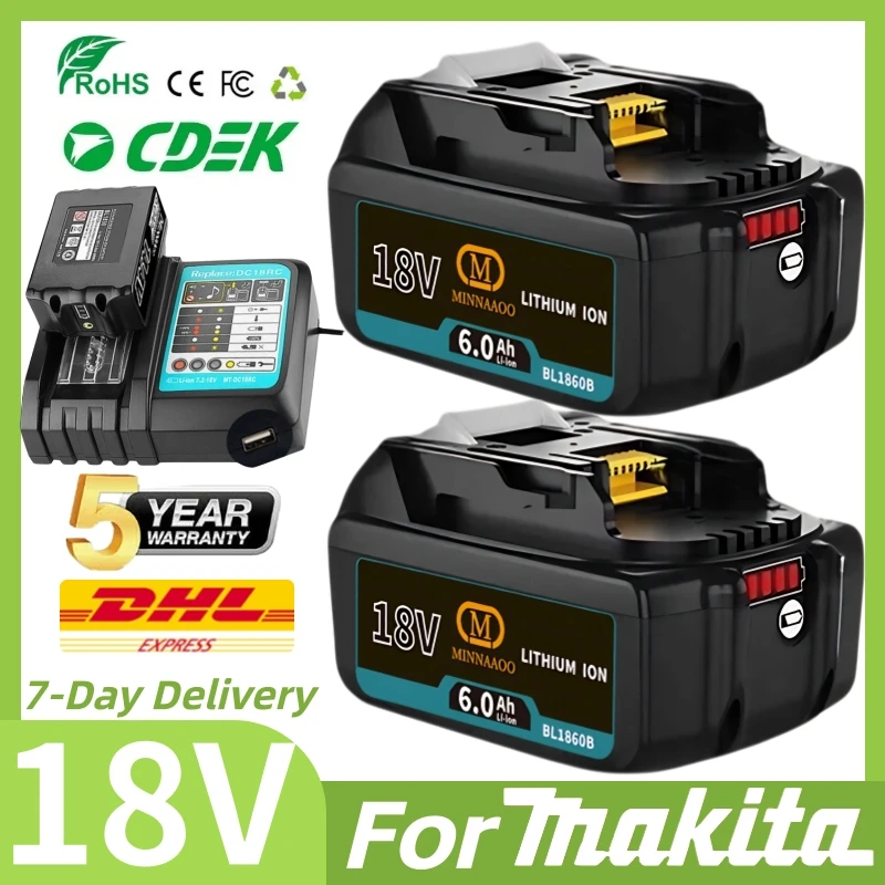 

100% оригинальный аккумулятор для Makita 18 В 6,0 Ач BL1850b BL1850 BL1860 BL1830 BL1815 bl1840 LXT400 BL1860 для инструментов Makita