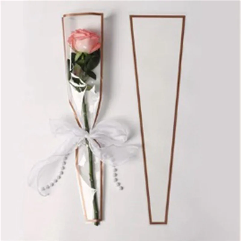 A03F-100Pcs Single Rose Sleeves Flower Wrapping Bag Bouquet Packaging Bags Floral Wrappers For Valentine's Day,White