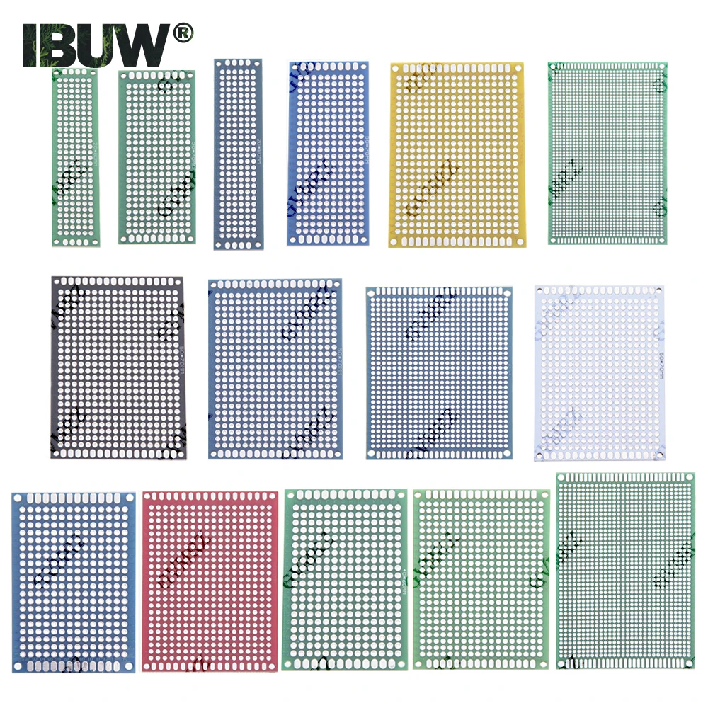 Double Sided PCB Prototype Board Universal Through Hole Perfboard Assorted Sizes and Colors for DIY Electronics