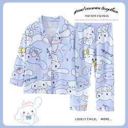 Girl's Lapel Cardigan Pajamas, Cute and Sweet Cartoon Boys and Girls, Loose and Thin Home Decor in Spring and Autumn