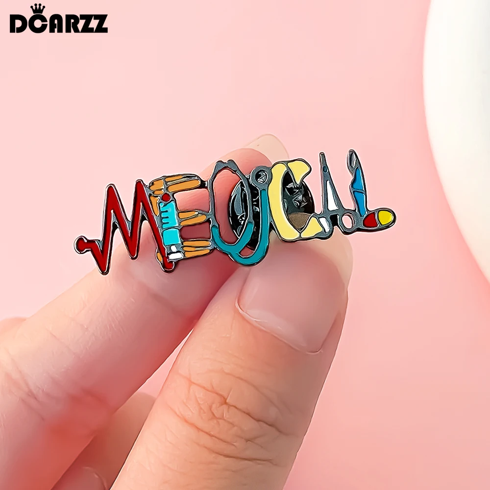 DCARZZ Medical Pin Enamel Creative Surgical Forceps Stethoscope ECG Brooch Doctor Nurse Lapel Badge Medicine Jewelry Gifts