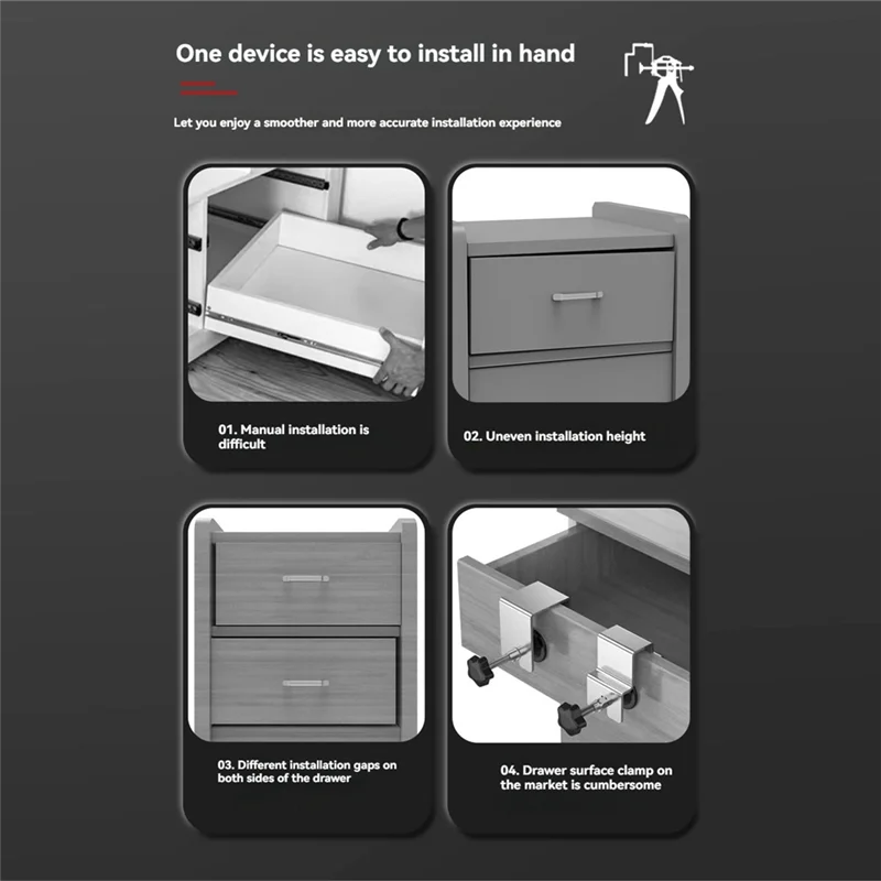 ABRU-1Pc Drawer Front Installation Clamps,Cabinet Door Clamp Hardware Jig,Multi-Adjustable Drawer Panel Fixing Clamp