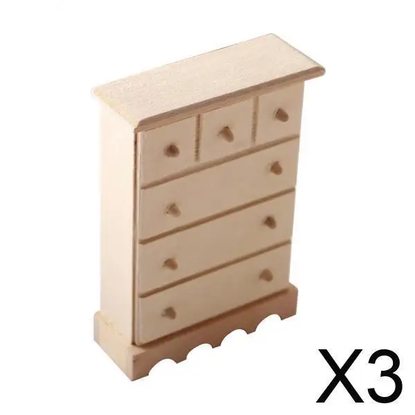 

Handmade Wooden Dollhouse Cabinet Desk Miniature Dresser Furniture Set for BJD Dolls Living Room Decoration