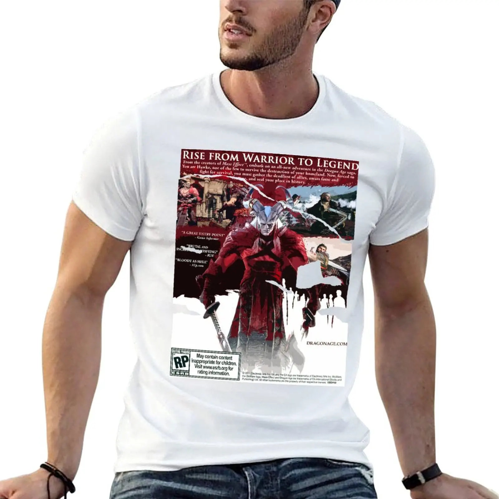 T-Shirt pour hommes, avec image de jeu rétro, age dragon 2 ii, rétro années 00, années 2000, y2k, millennial inquisition ii, kirkwall