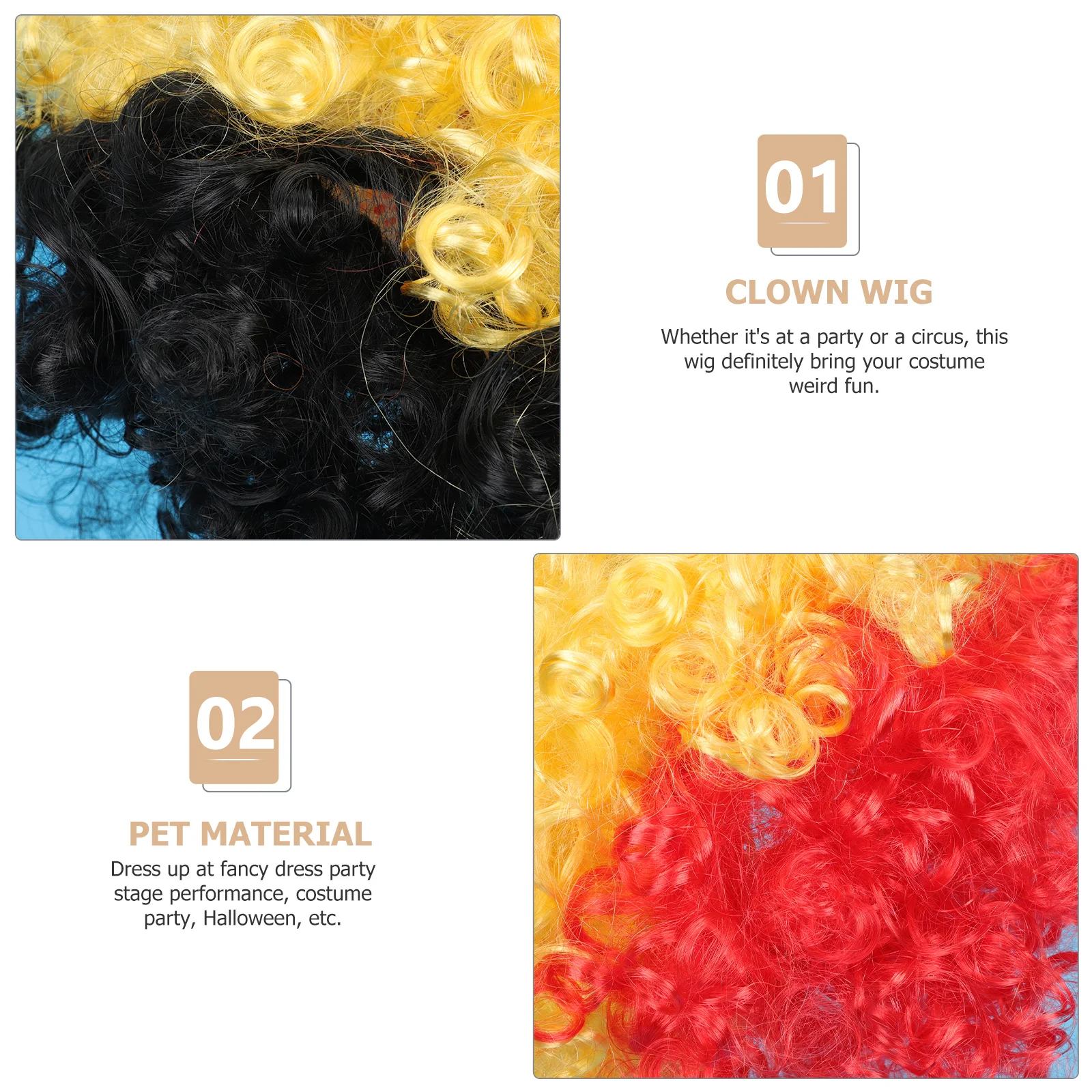 

Carnival Clown Wear-Resistant Pet Material Breathable Easy to Clean Reusable Party Prop Fake Hair Party Supply