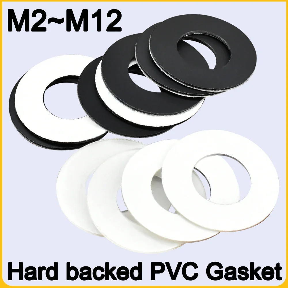 M2~M12 Single Sided Adhesive Backed PVC Transparent/Black Flat Gasket Adhesive Plastic Round Washer Screw Insulating Hard Washer