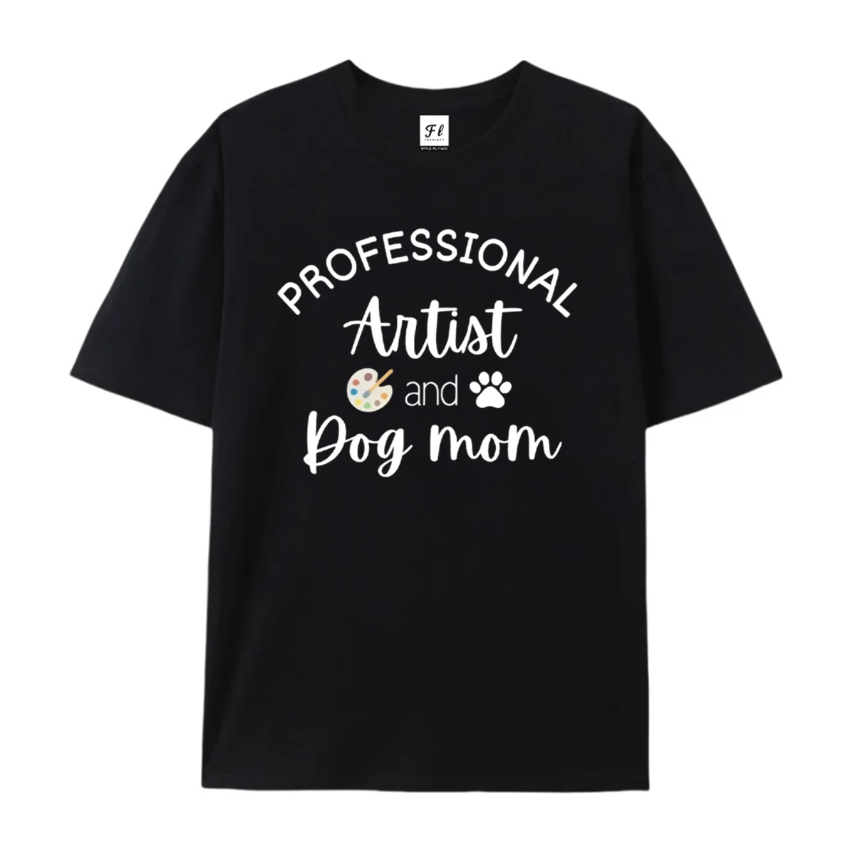 Professional Artist And Dog Mom Graphic T‑Shirt Painter Palette Paw Print Casual Crew Neck Short Sleeve Tops Pet Lover Tee