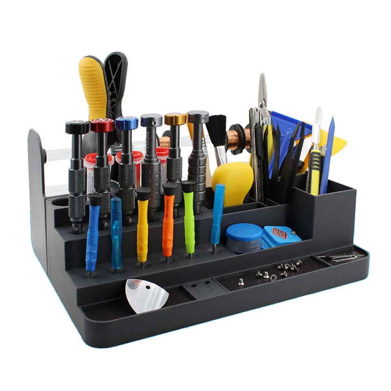 صندوق تخزين أدوات إصلاح الهاتف المحمول، صناديق تنظيم قطع الغيار متعددة الوظائف، صناديق تخزين مفك براغي بلاستيكية لسطح المكتب