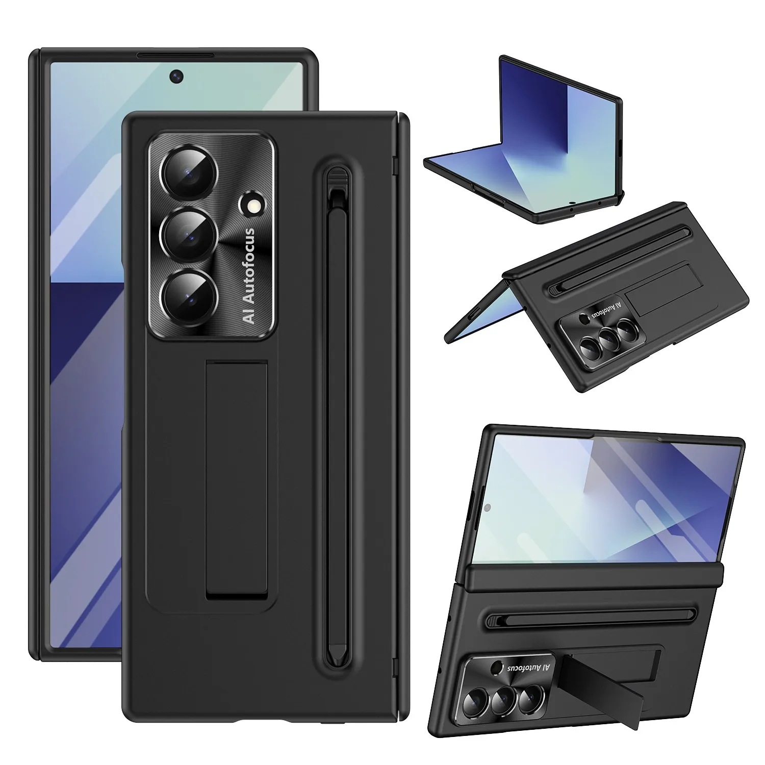 

Hard PC Screen Protector Phone Case For Samsung Galaxy Z Fold 7 6 Mobile Holder Kickstand Pen Holder Shockproof Hard Cover
