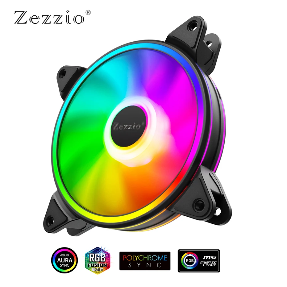 Zezzio-ventiladores de carcasa de ZF-120, sistema de refrigeración de carcasa ARGB direccionable de 120mm y 5V para PC, enfriadores de CPU, radiadores de GPU