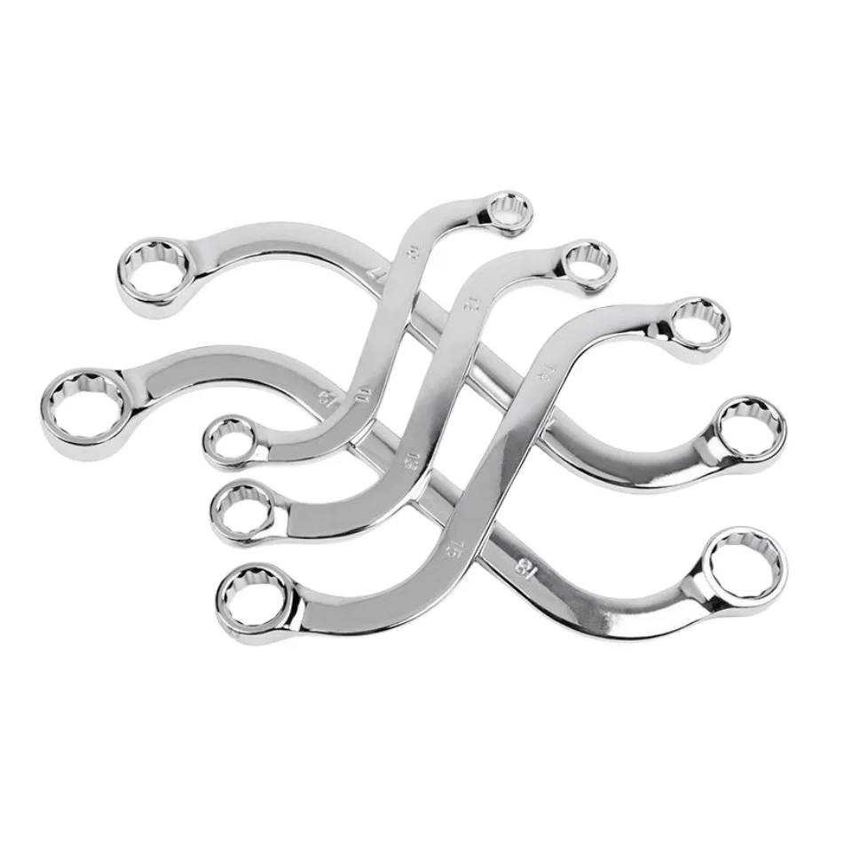 

5 шт. S-образный двусторонний шестигранный ключ 140-240 мм, комбинированный кольцевой гаечный ключ, сливовая пластина, изогнутая машинная крепеж, инструменты для ремонта