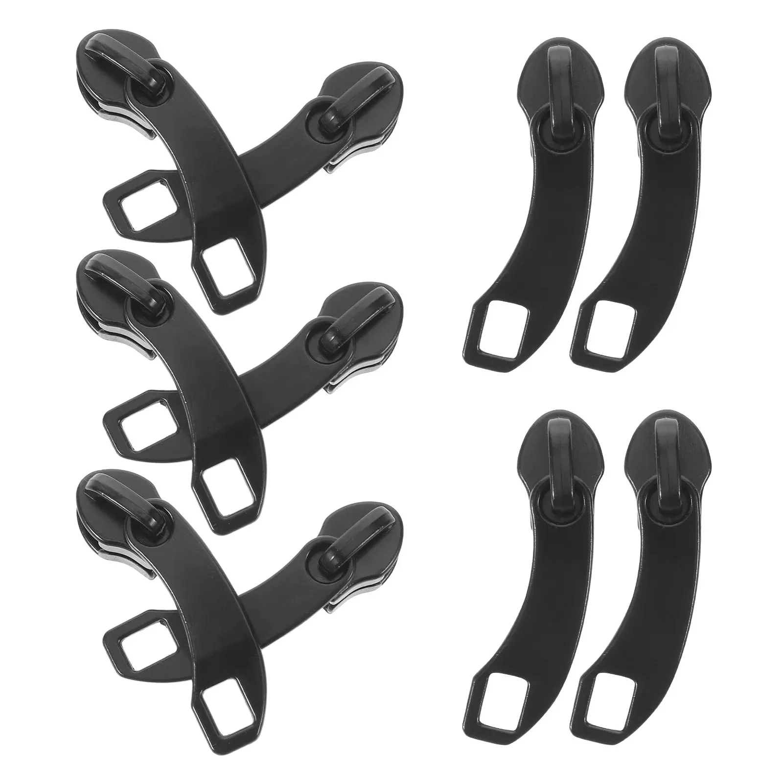 10Pcs Black Zinc Alloy Zipper Pull Replacement Heavy Duty Dual Layer Anti Explosion Suitcase Luggage Bag Zip Fix Repair