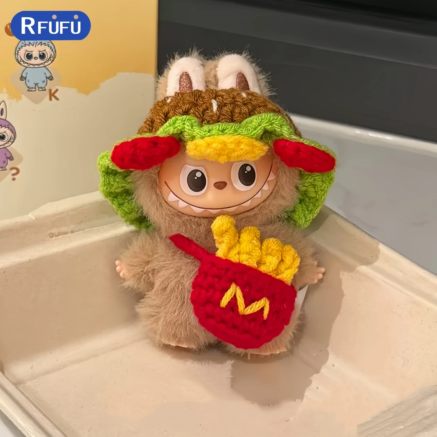 ミニラビュブ4.0ピンフォーラブシリーズ服手作りニット帽子とよだれかけセットドール服ラビュブ衣装アクセサリー