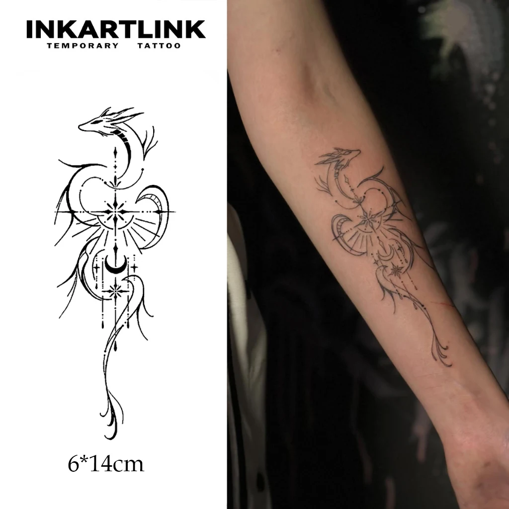 Simple - drawing Animal Patterns Temporary Tattoo,Lasts To 15 Days New Technology Magic Waterproof Semi Permanent Sticker.