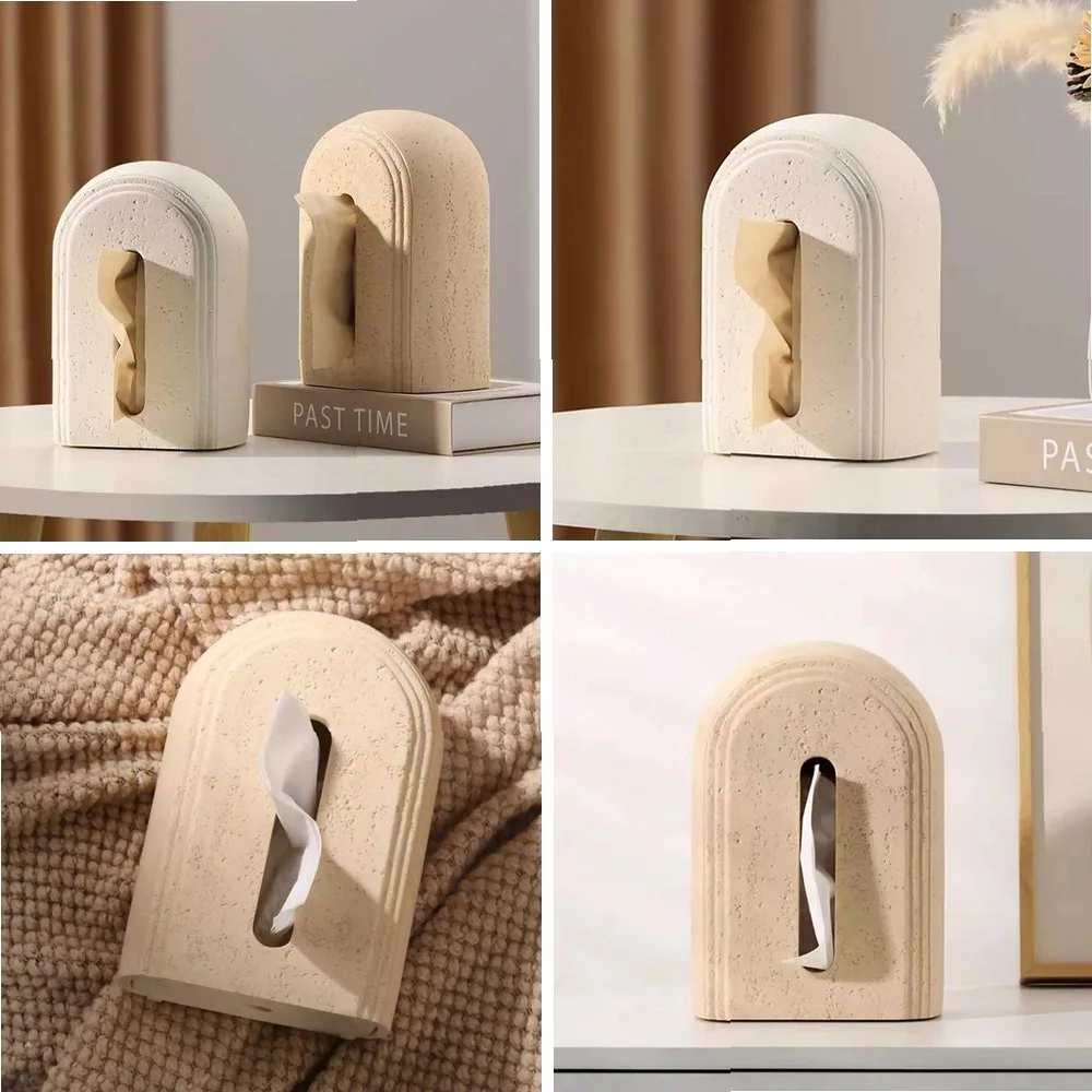 

Luxury Cream Resin Tissue Box Holder, Hotel Style Home Decor for Living Room Tea Table Desktop