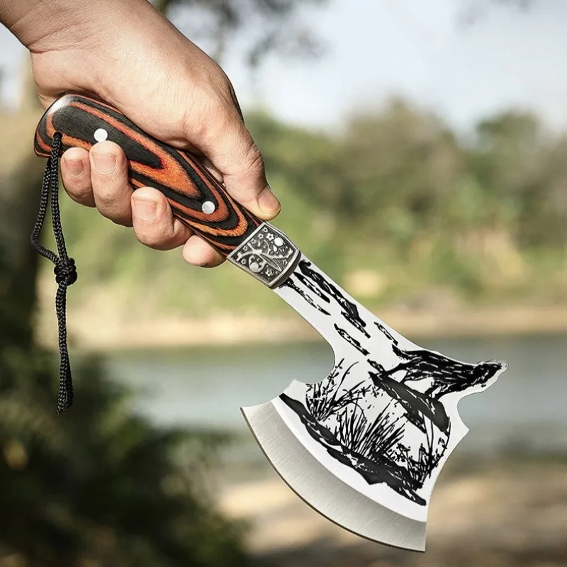 

Stainless Steel Outdoor Camping Axe Multi-functional High Hardness Split Firewood Axe Cut Down Trees Wooden Handle Hand Tools
