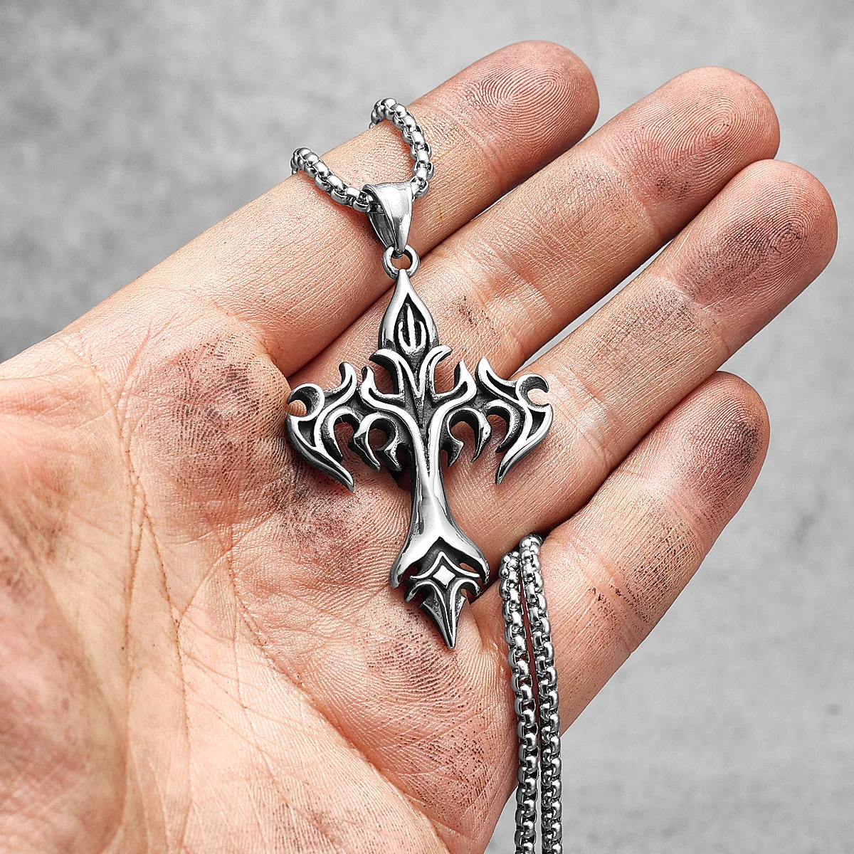 Vulcan Religion Cross Stainless Steel Men Women Necklaces Pendants Chain Punk Gothic Trendy Jewelry Creativity Gift Wholesale