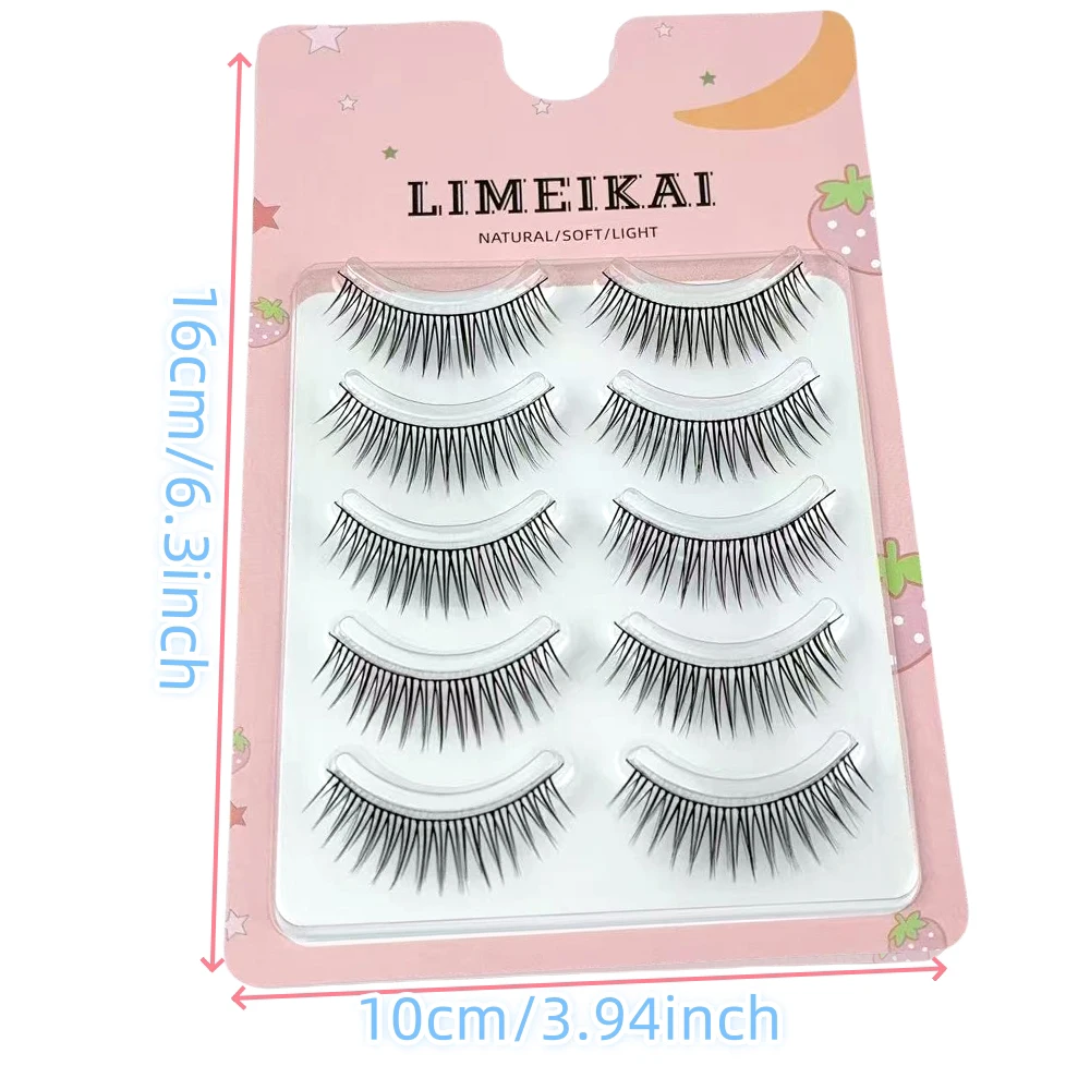 5 Pairs Of Short False Eyelashes Hard Stem Daily Work Simulation Nude Makeup False Eyelashes