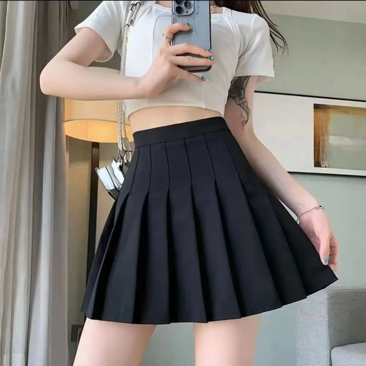 

1pc Pleated High Waist Mini Skirt Women Sexy White Micro Ladies Korean Style Summer Miniskirt Y2k Egirl Hot Skirt