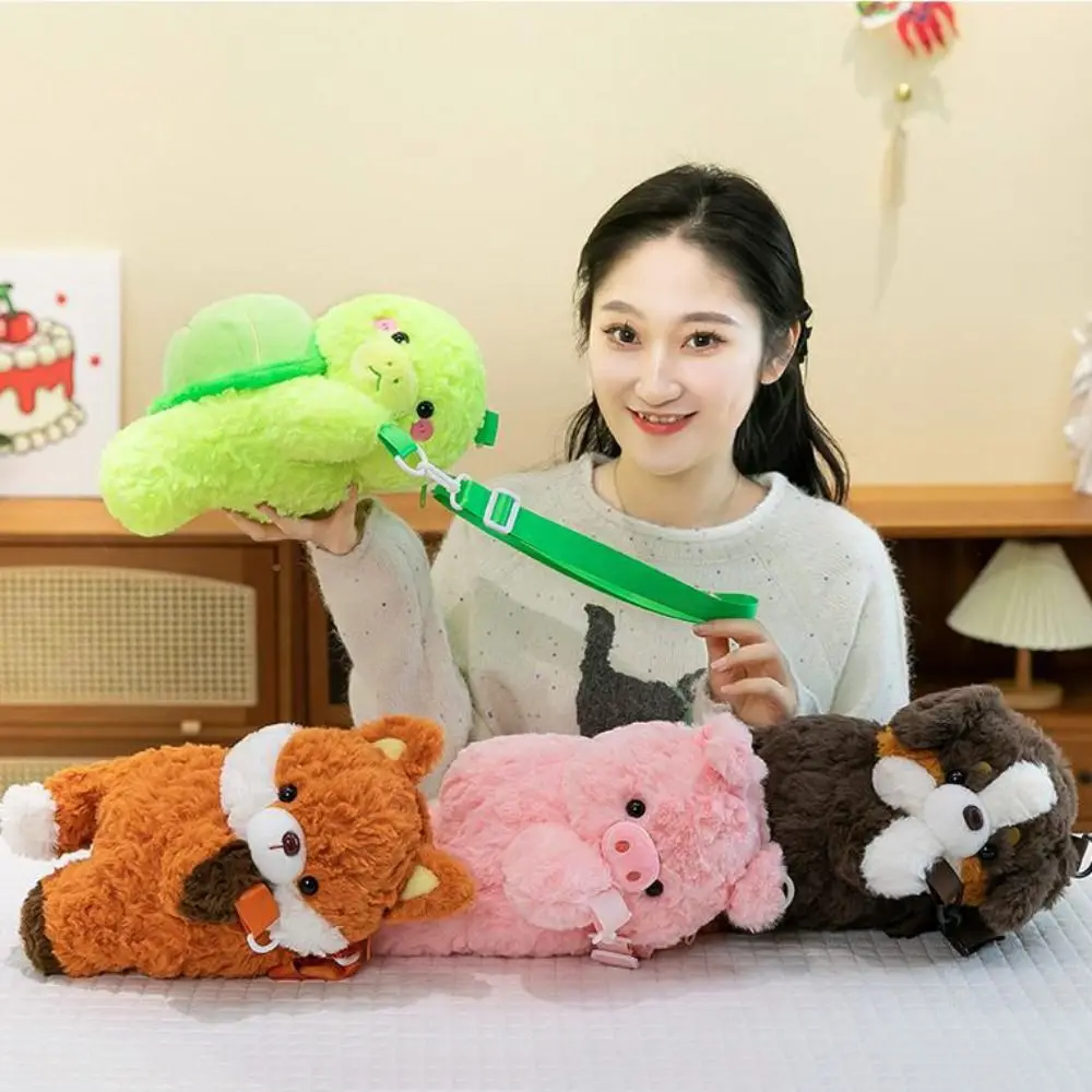 Draagbare Dieren Groene Schildpad Rugzak Telefoon Tas Pop Varkentje Pop Schoudertas 28cm Leuke Cartoon Schooltas Cadeau