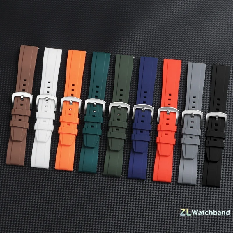 Bracelet de montre en silicone à libération rapide 20 mm 22 mm, bracelets de sport en caoutchouc pour Seiko, Tudor, noir, vert, orange