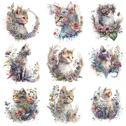 25cm Creative Flower Cat Ironing Heat Thermal Transfer Appliques Fusible Stickers Iron On Thermoadhesive Patches For Clothes