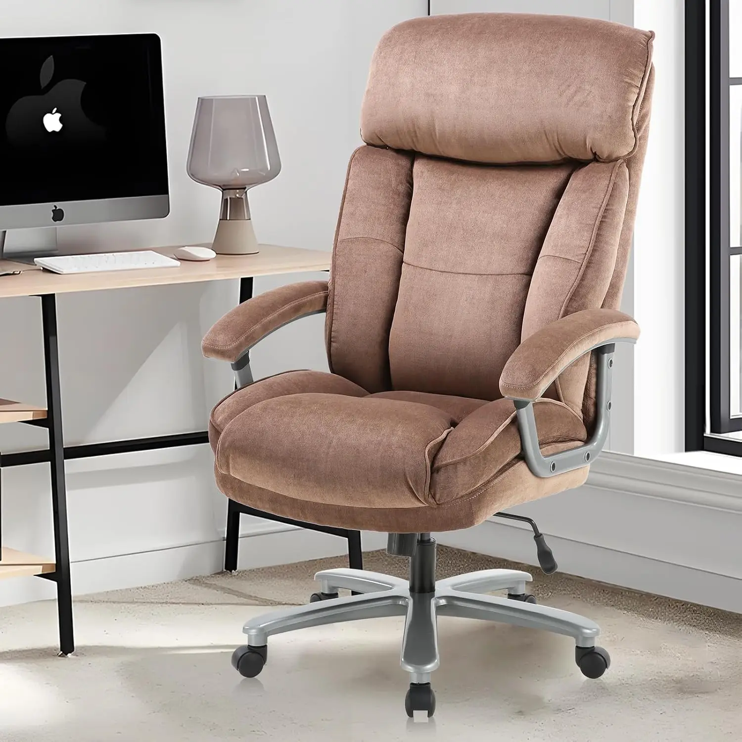 Ergonomic Big and Tall Executive Office Chair with Upholstered Swivel 800lbs High Capacity Adjustable Height Thick Padding Headr
