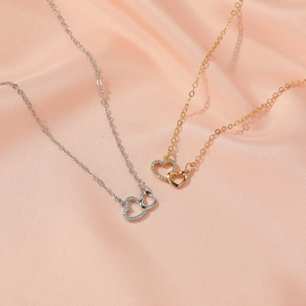 Vintage Heart Necklace Women Love Shape Fashion Design Collarbone Chain Simple Love Jewelry Jewelry for Girls