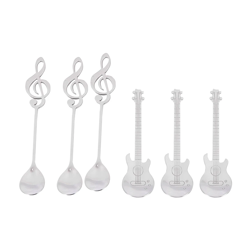 

Coffee Spoons,30 Pack Creative Cute Teaspoons Stainless Steel Staff Musical Notation Shaped (15 Music Note +15 Guitar)