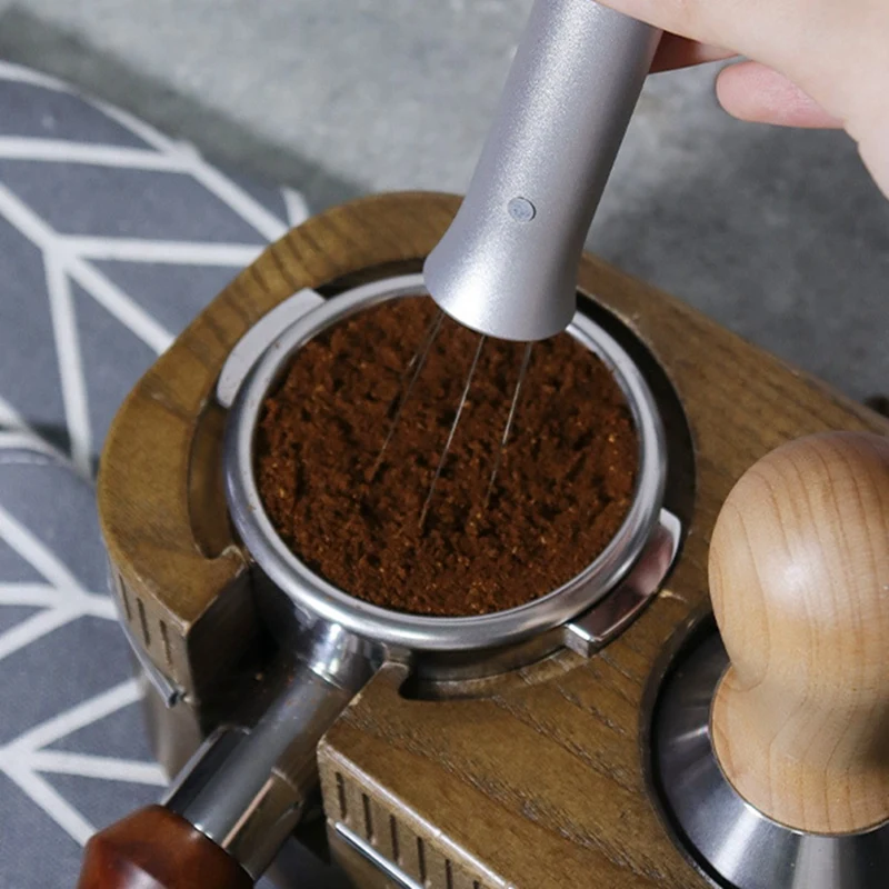 WDT Tool Espresso 6 Needles Espresso Distribution Tool with Base Telescopic Coffee Cloth Powder Needle A-AD23