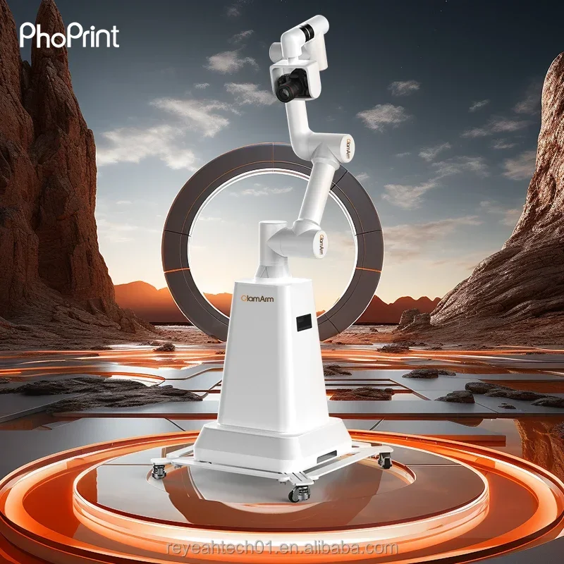 

PhoPrint Automated White Arm Glambot Photo Booth for Film ProMotion Party