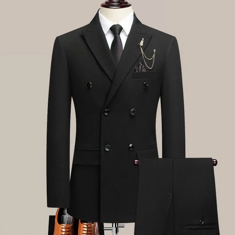 

Slim Business Men's Casual Groom Wedding Double Breasted Groomsmen Blazer Suit