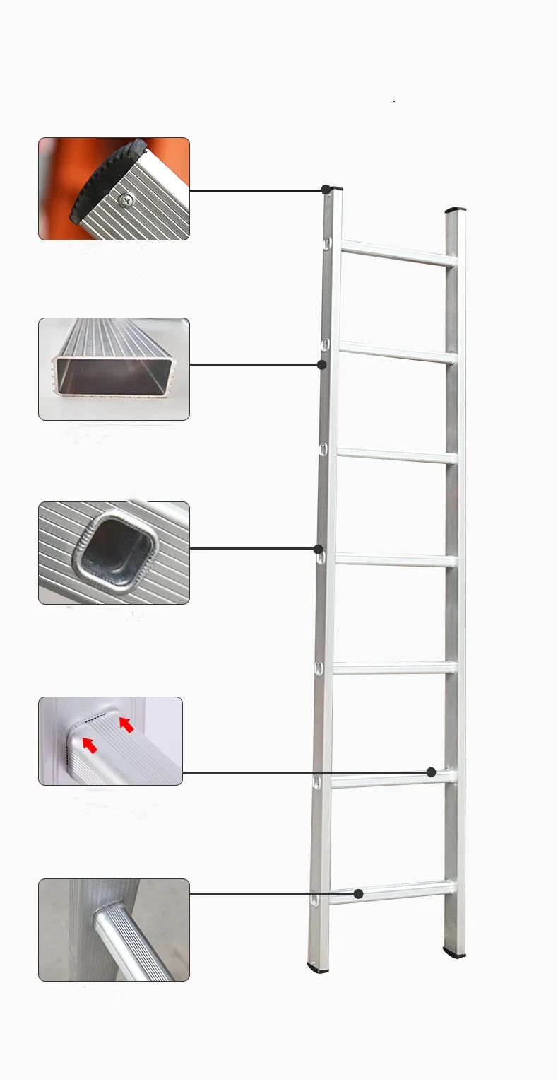 20 Step Modern Design Aluminum Straight Ladder 5.44m Nestable for Warehouse Retail or Apartment Use