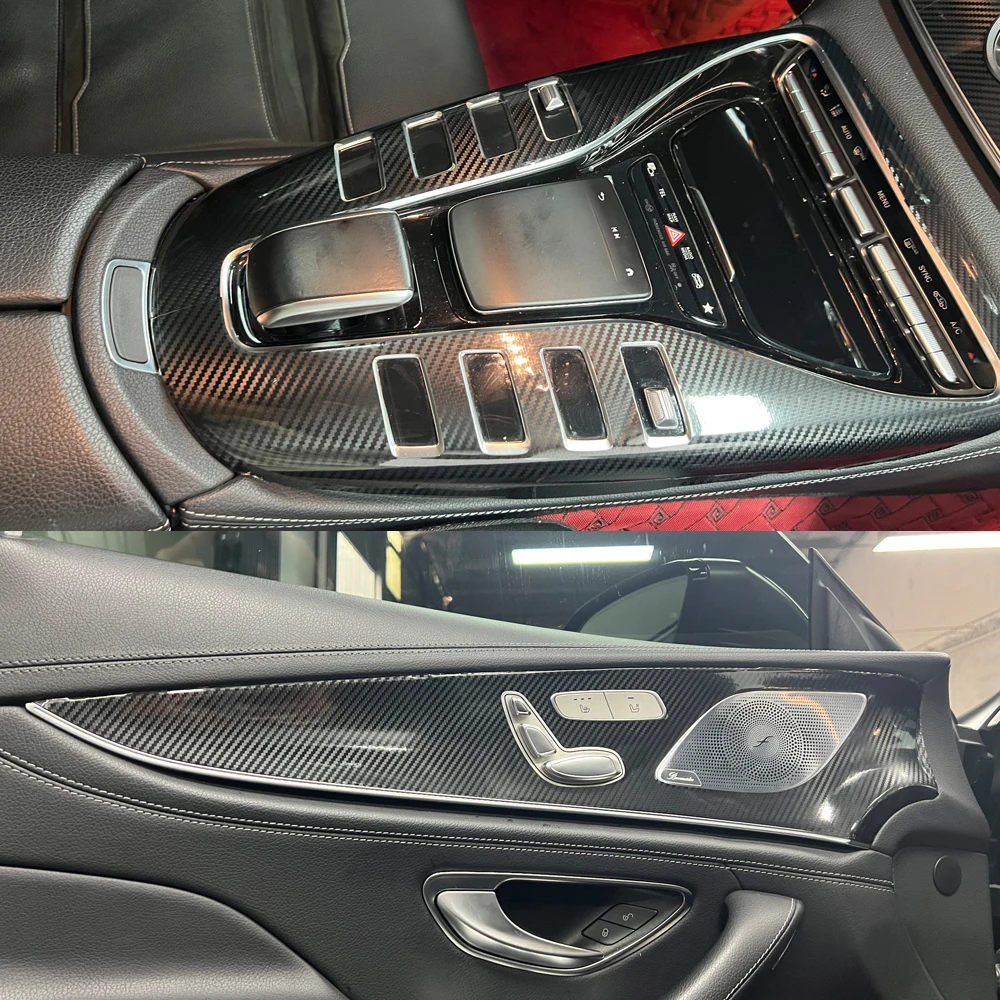 For Mercedes AMG GT X290 2019-2024 Interior Central Control Panel Door Handle Carbon Fiber Stickers Decals Car styling Accessori