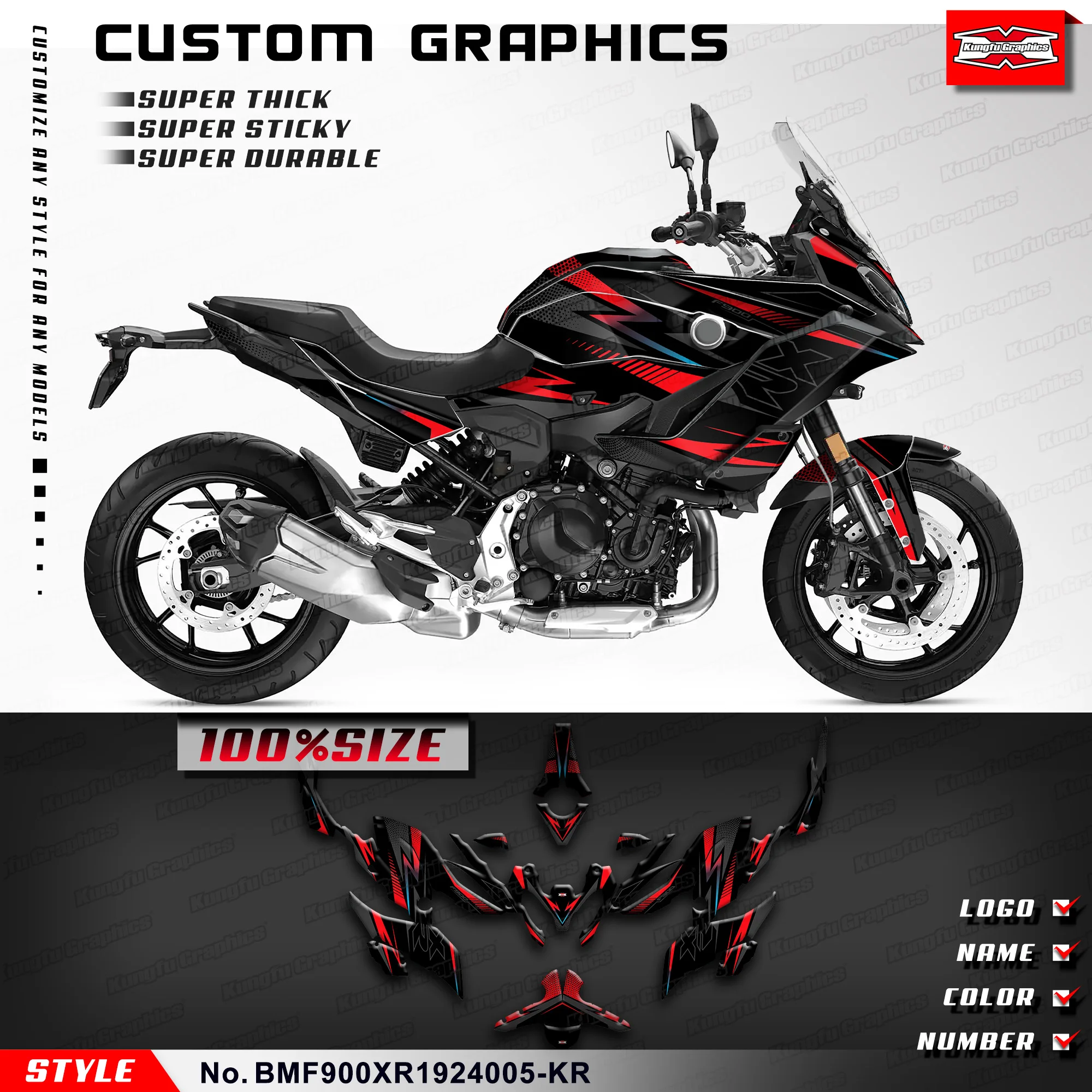 

KUNGFU GRAPHICS Custom Motorcycle Sticker Decal Kit for F900XR 2019 2020 2021 2022 2023 2024, BMF900XR1924005-KR
