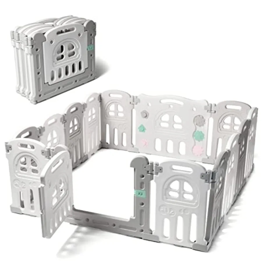 

Складной детский манеж на 14 панелей - Безопасный игровой центр - Безопасный игровой манеж для малышей - Защитные ворота для дома