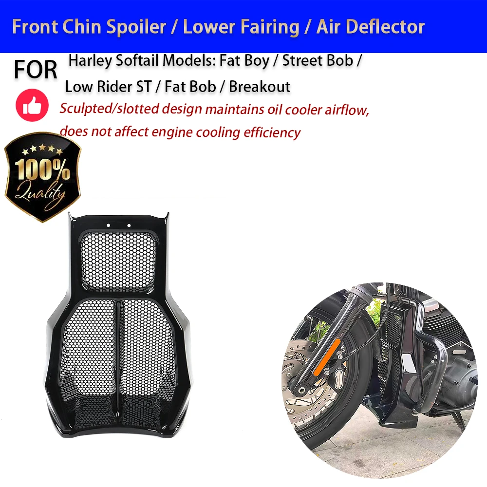 For Harley Softail Fat Boy Street Bob Low Rider ST Breakout Chin Spoiler Lower No-Drill Accesorios Moto