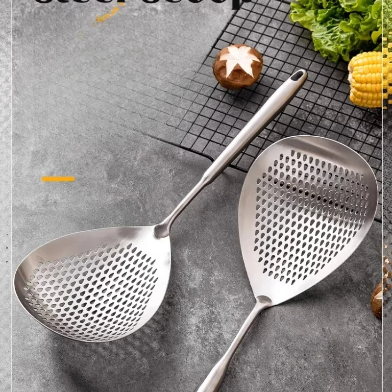 LMM Household Kitchen Stainless Steel Food Grade Large Spray Fishing Noodles Drain Fishing Spoon