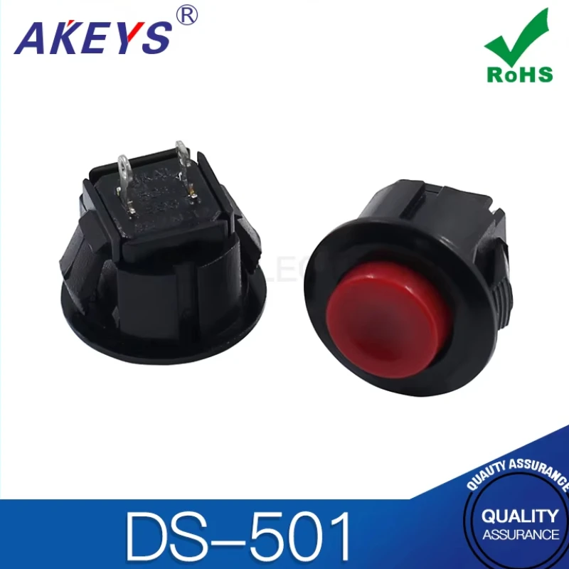5pcs DS-501 normally closed lockless opening 14mm card type 2-pin lockless self resetting inching circular button switch
