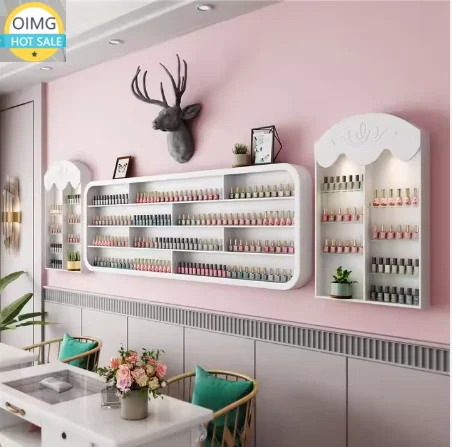 Nail Salon Display Stand Nail Polish Wall Hanging Wall with Light Shelf
