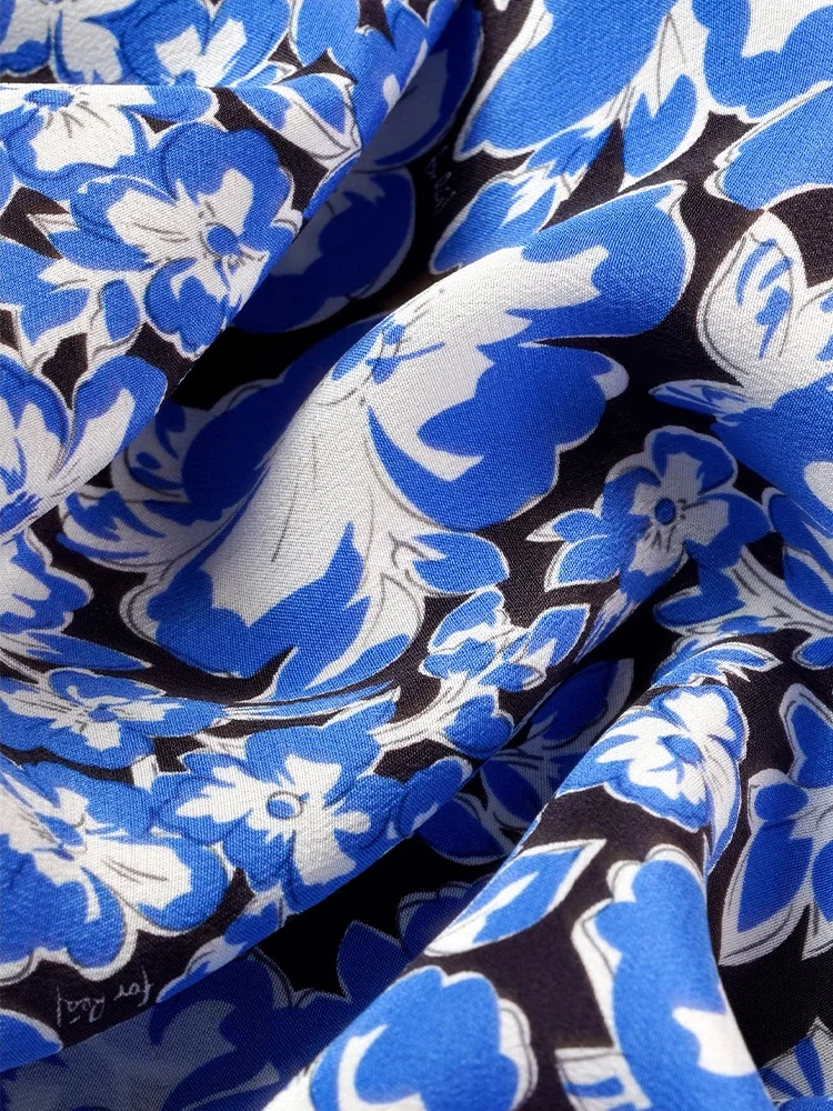 SuyaDream, robe longue femme, 100% soie véritable, coupe biais, col en V, robes longues imprimées florales, vêtements printemps été 2025, bleu