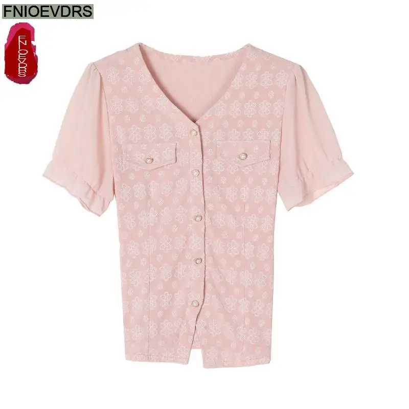 Office Shirts Basic Wear New Design 2025 Summer Women Elegant Fashion Work Lady Pink Button Pink Cute Tops Bow Pink Blouses
